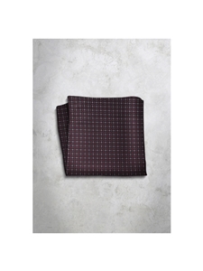 Bordeaux & Black Pattren Design Silk Satin Men's Handkerchief  | Italo Ferretti Super Class Collection | Sam's Tailoring