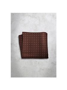 Brown Pattren Design Silk Satin Men's Handkerchief  | Italo Ferretti Super Class Collection | Sam's Tailoring