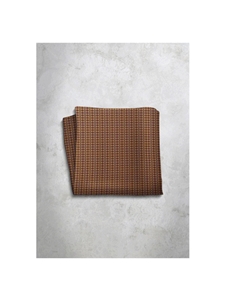 Brown & White Pattren Design Silk Satin Men's Handkerchief  | Italo Ferretti Super Class Collection | Sam's Tailoring