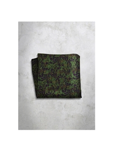 Green Pattren Design Silk Satin Men's Handkerchief  | Italo Ferretti Super Class Collection | Sam's Tailoring