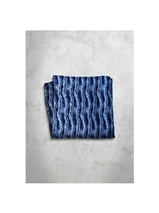 Blue Striped Pattren Design Silk Satin Men's Handkerchief  | Italo Ferretti Super Class Collection | Sam's Tailoring