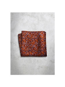 Orange Paisley Design Silk Satin Men's Handkerchief  | Italo Ferretti Super Class Collection | Sam's Tailoring