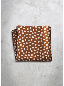 Brown Polka Dots Design Silk Satin Men's Handkerchief  | Italo Ferretti Super Class Collection | Sam's Tailoring