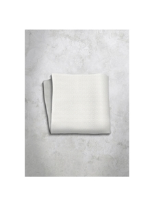 White Pattern Design Silk Satin Men's Handkerchief | Italo Ferretti Super Class Collection | Sam's Tailoring