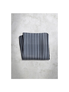 Black & White Stripes Design Silk Satin Men's Handkerchief | Italo Ferretti Super Class Collection | Sam's Tailoring
