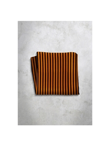 Black & Orange Stripes Design Silk Satin Men's Handkerchief  | Italo Ferretti Super Class Collection | Sam's Tailoring