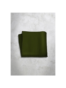 Bottle Green Stripes Design Silk Satin Men's Handkerchief | Italo Ferretti Super Class Collection | Sam's Tailoring