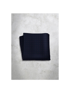 Blue & Red Polka Dots Design Silk Satin Men's Handkerchief | Italo Ferretti Super Class Collection | Sam's Tailoring