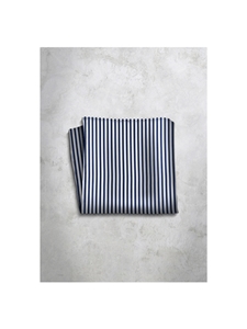 Blue & Grey Stripes Design Silk Satin Men's Handkerchief | Italo Ferretti Super Class Collection | Sam's Tailoring