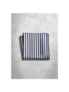 Blue & White Stripes Design Silk Satin Men's Handkerchief | Italo Ferretti Super Class Collection | Sam's Tailoring