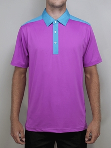 Fuschia "Del Mar" Contrast Yoke Polo Shirt | Betenly Golf Polos Collection | Sam's Tailoring