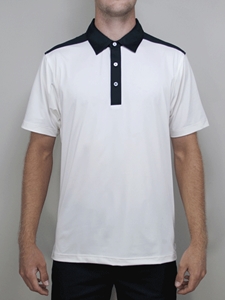 Ivory "Del Mar" Contrast Yoke Polo Shirt | Betenly Golf Polos Collection | Sam's Tailoring