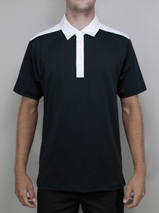 Black "Del Mar" Contrast Yoke Polo Shirt | Betenly Golf Polos Collection | Sam's Tailoring