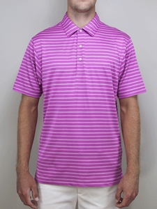 Fuschia "Greer" Stripe Polo Shirt | Betenly Golf Polos Collection | Sam's Tailoring