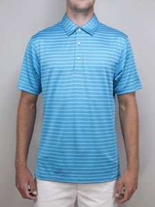 Aqua "Greer" Stripe Polo Shirt | Betenly Golf Polos Collection | Sam's Tailoring
