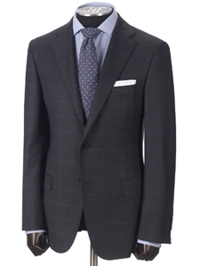 Hickey Freeman Grey Windowpane Tasmanian Suit 65312510B003 - Suits | Sams Tailoring