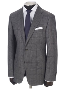 Hickey Freeman Medium Grey Classic Glen Plaid Super Merino Suit 65302204B003 - Suits | Sams Tailoring