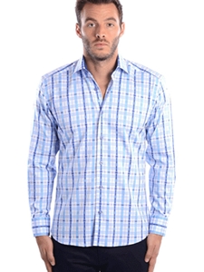 Baby Blue Satin Long Sleeve Shirt | Bertigo Fall 2016 Shirts Collection | Sams Tailoring
