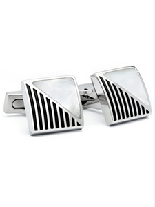 Silver Mother Of Pearl Cuff Links | Hickey FreeMan Cufflinks | Sams Tailoring