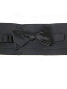 Robert Talbott Cumbbow Pretied Black Satin 010256F-01 - Bow Ties & Sets | Sam's Tailoring Fine Men's Clothing