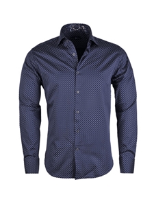 Navy Polka Dot Button Up Long Sleeve Shirt | Stone Rose Fall 2016 Collection | Sams Tailoring Fine Mens Clothing