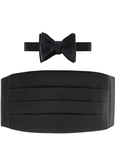 Black Solid Cummerbund with to be Tied Bow Tie | Robert Talbott Formal Wear   | Sam's Tailoring