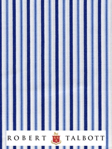 White, Navy & Blue Fine Stripe 180's Cotton Custom Dress Shirt | Robert Talbott Custom Shirts  | Sam's Tailoring