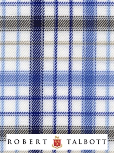 Brown, Navy, Blue & White Windowpane Check Custom Shirt | Robert Talbott Custom Shirts  | Sam's Tailoring