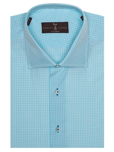 Turquoise Thin Check Summer Twill Estate Dress Shirt | Robert Talbott Spring 2017 Estate Shirts | Sam's Tailoring