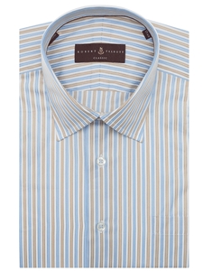 Brown, White and Blue Pinstripe Classic Fit Dress Shirt | Robert Talbott Spring 2017 Estate Shirts | Sam's Tailoring
