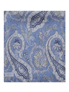 Blue, Beige, White and Green Paisley 13" Posket Square | Robert Talbott Spring 2017 Collection  | Sam's Tailoring