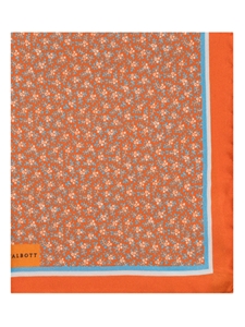 Orange, Blue and White Floral Design 12.5" Pocket Square | Robert Talbott Spring 2017 Collection  | Sam's Tailoring