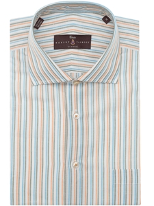 Orange, Olive, Blue and White Stripe Estate Sutter Classic Dress Shirt | Robert Talbott Spring 2017 Collection | Sam's Tailoring