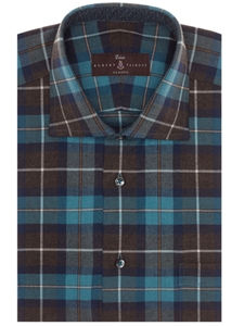 Brown, Turquoise, Blue and White Check Estate Sutter Classic Dress Shirt | Robert Talbott Spring 2017 Collection | Sam's Tailoring
