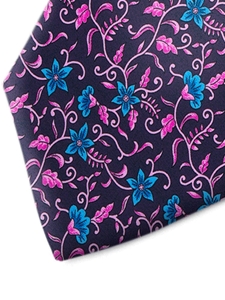 Fuchsia and Blue Floral Patterned Silk Tie | Italo Ferretti Spring Summer Collection | Sam's Tailoring