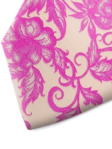 Lilac and Beige Floral Patterned Silk Tie | Italo Ferretti Spring Summer Collection | Sam's Tailoring
