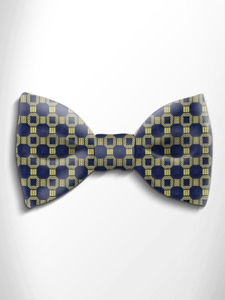 Blue and Yellow Patterned Silk Bow Tie | Italo Ferretti Spring Summer Collection | Sam's Tailoring