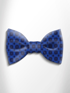 Navy Blue and Blue Patterned Silk Bow Tie | Italo Ferretti Spring Summer Collection | Sam's Tailoring