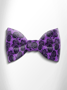 Black and Violet Patterned Silk Bow Tie | Italo Ferretti Spring Summer Collection | Sam's Tailoring
