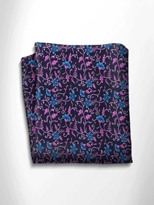 Fuchsia and Blue Patterned Silk Pocket Square | Italo Ferretti Spring Summer Collection | Sam's Tailoring