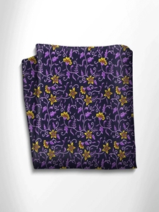 Violet and Blue Floral Patterned Silk Pocket Square | Italo Ferretti Spring Summer Collection | Sam's Tailoring