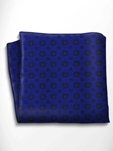 Blue with Black Patterned Silk Pocket Square | Italo Ferretti Spring Summer Collection | Sam's Tailoring