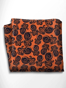 Black and Orange Patterned Silk Pocket Square | Italo Ferretti Spring Summer Collection | Sam's Tailoring