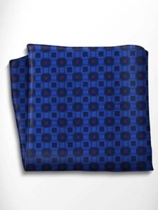 Sky Blue and Blue Patterned Silk Pocket Square | Italo Ferretti Spring Summer Collection | Sam's Tailoring
