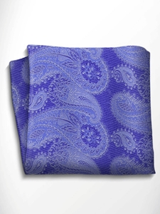 Sky Blue Paisley Silk Pocket Square | Italo Ferretti Spring Summer Collection | Sam's Tailoring