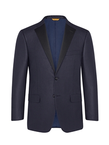 Navy Jacquard Wool Silk Dinner Jacket | Hickey Freeman Summer Blends Collection | Sam's Tailoring