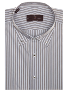 Brown, White and Dark Brown Stripe Estate Tailored Dress Shirt | Robert Talbott Spring 2017 Collection | Sam's Tailoring