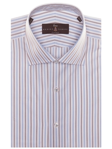 Brown, Blue and White Stripe Estate Sutter Classic Dress Shirt | Robert Talbott Spring 2017 Collection | Sam's Tailoring
