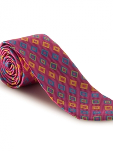 Pink With Multi Colored Diamond Best of Class Tie | Spring/Summer Collection | Sam's Tailoring Fine Men Clothing