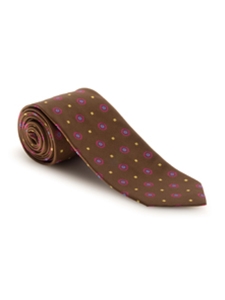 Brown With Yellow & Pink Academy Best of Class Tie | Spring/Summer Collection | Sam's Tailoring Fine Men Clothing